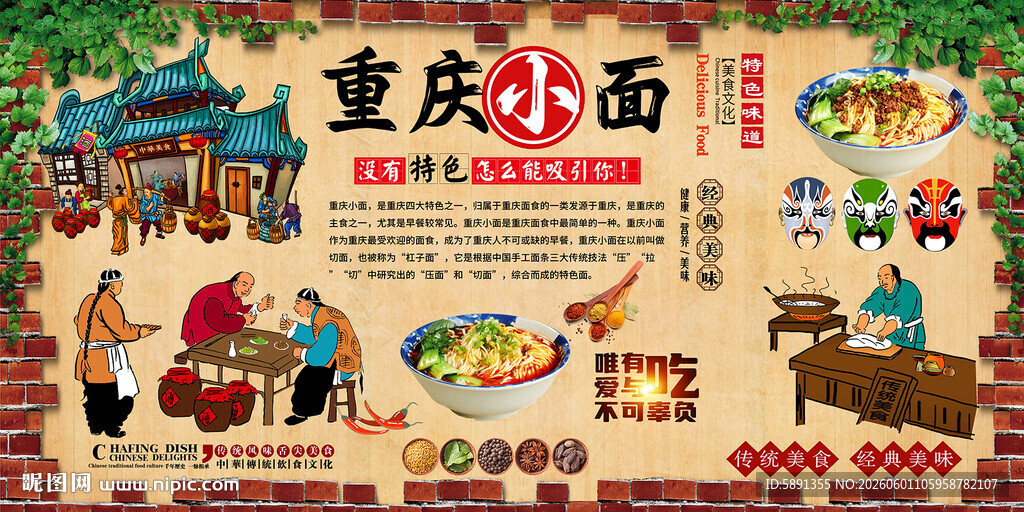 重庆小面背景墙