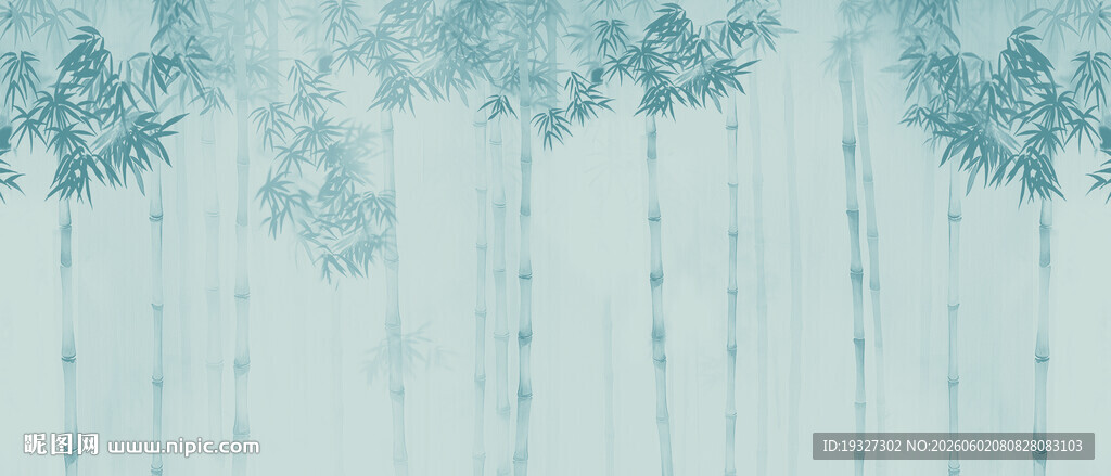 水墨竹子灯箱背景竹林