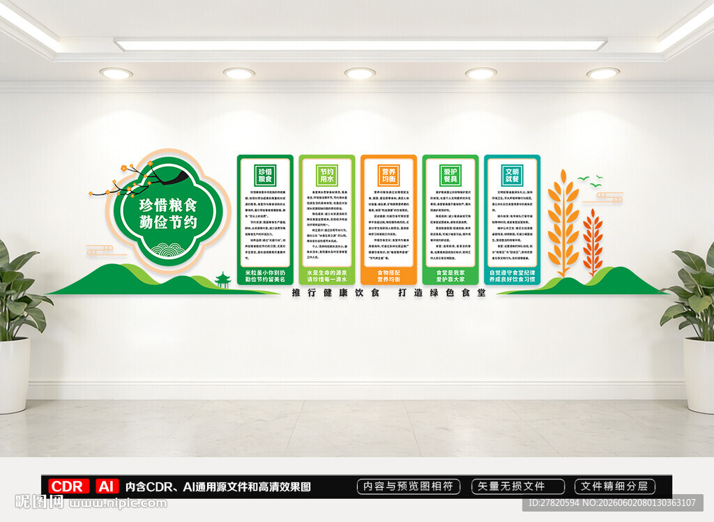 珍惜粮食文化墙