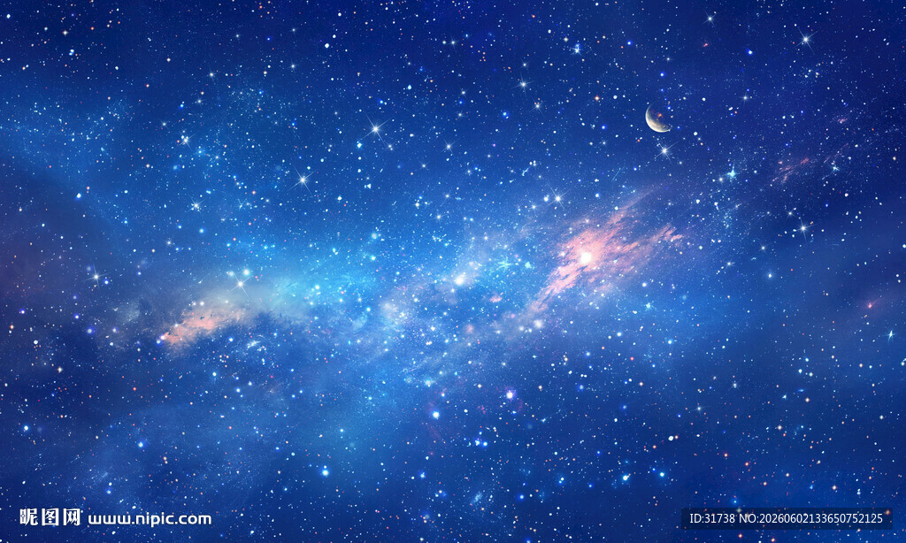 浩瀚蓝色宇宙星空背景墙