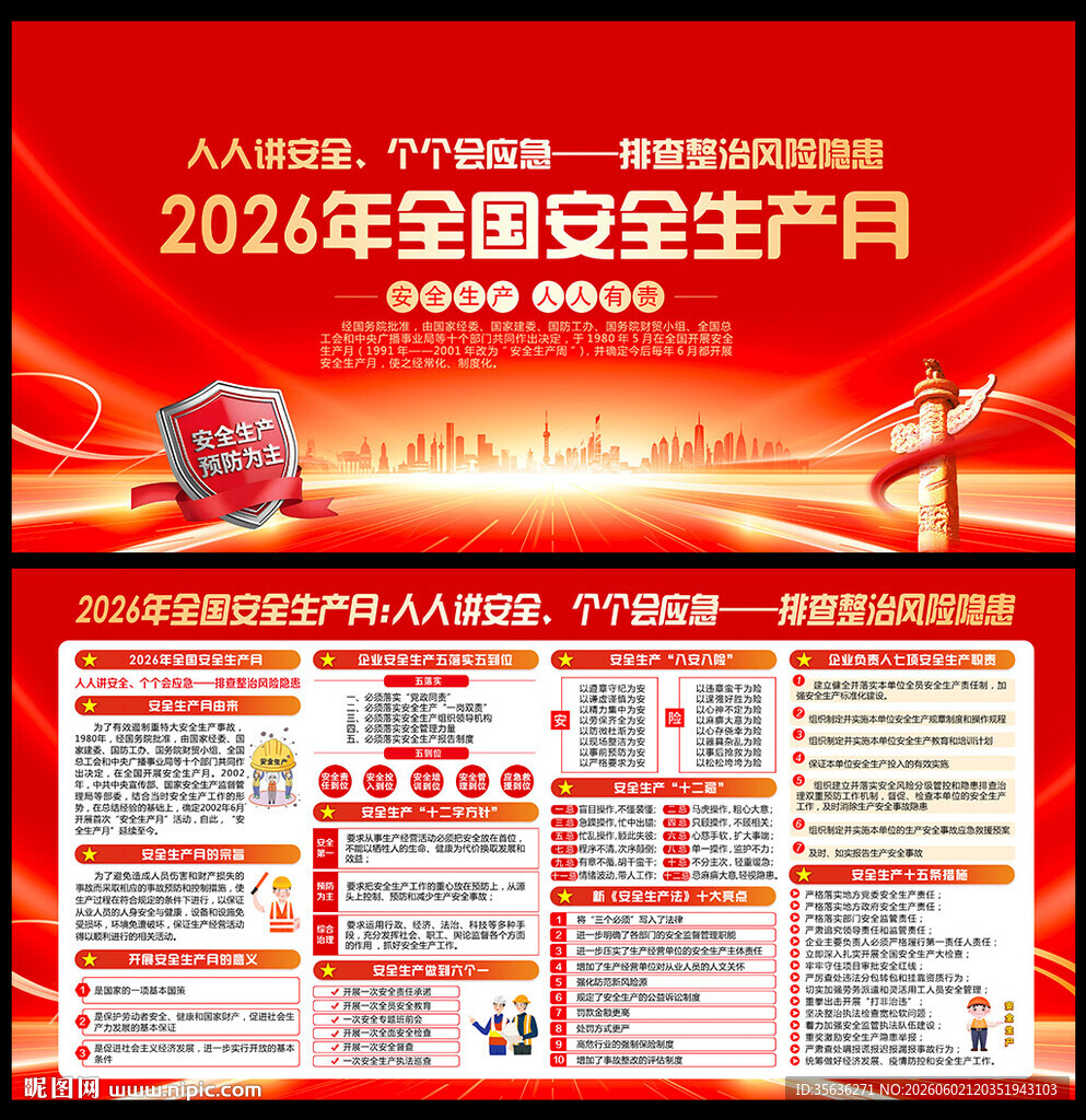 2026全国安全生产月宣传展板