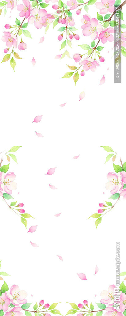 粉色花卉边框背景图