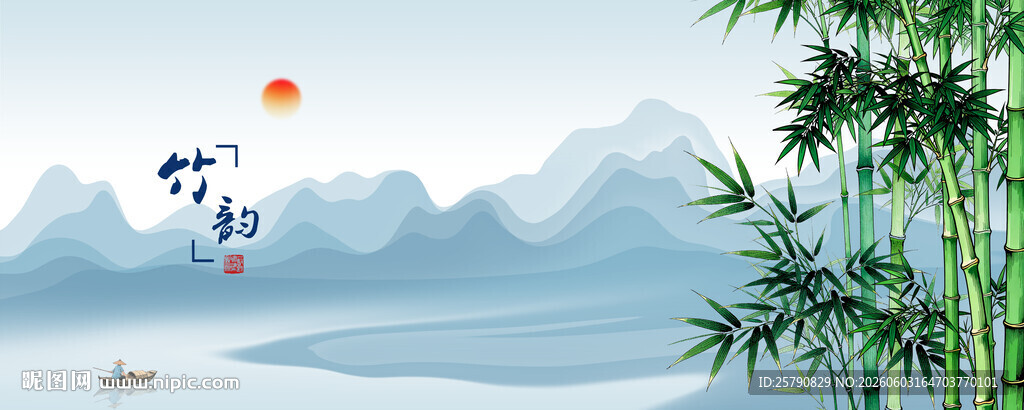 水墨山水间的悠然景致