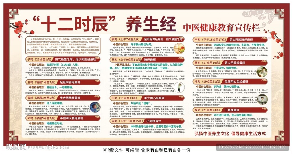中医十二时辰养生宣传栏