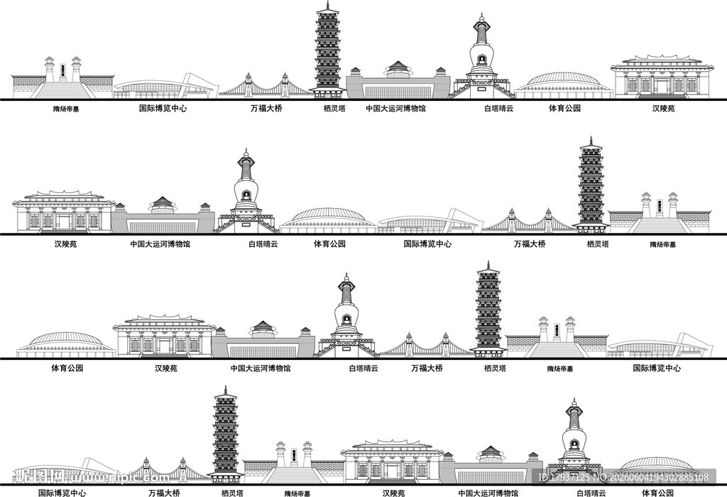 扬州城市建筑天际线