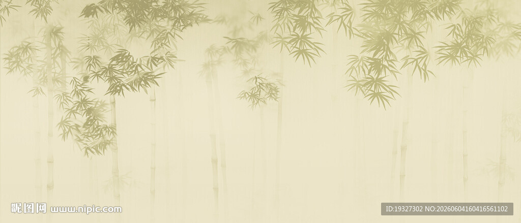 灯箱新中式水墨竹子背景墙