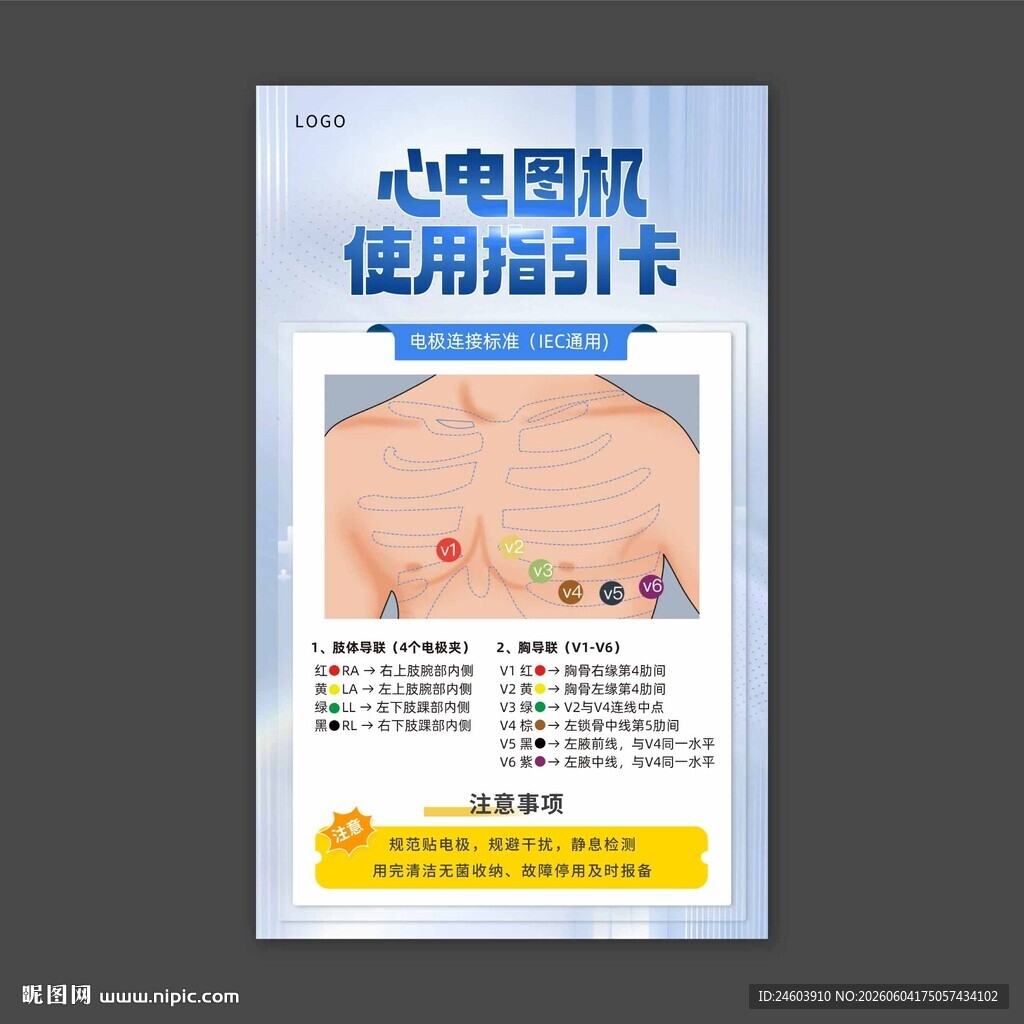心电图机使用指引卡
