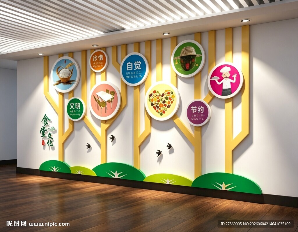 整面竖版食堂文化墙餐厅文化墙