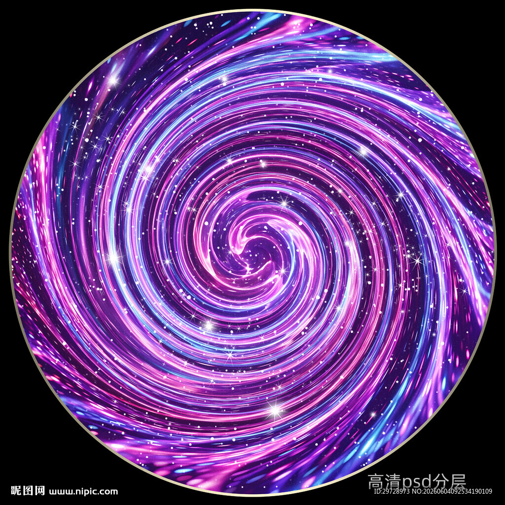 圆形璀璨星空漩涡装饰画