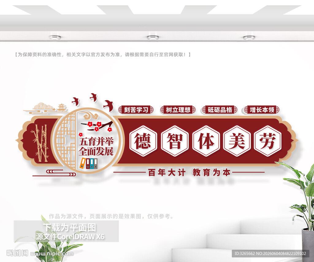 五育并举校园文化墙