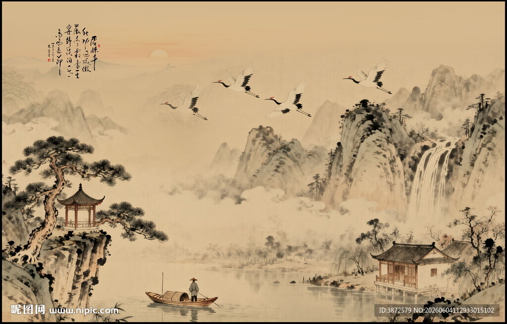 山水意境中国风水墨画