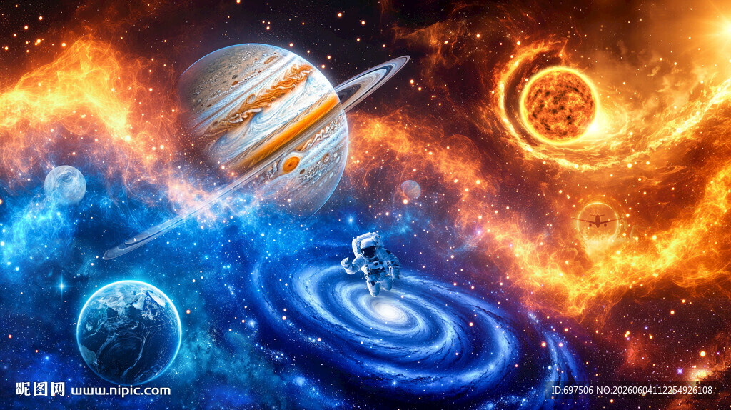 旋涡星河宇宙爆发太阳系星球背景