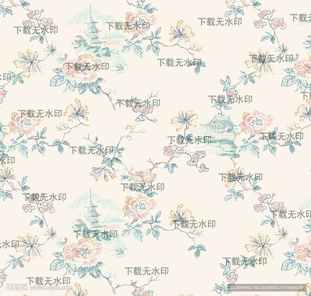 淡雅花卉图案壁纸