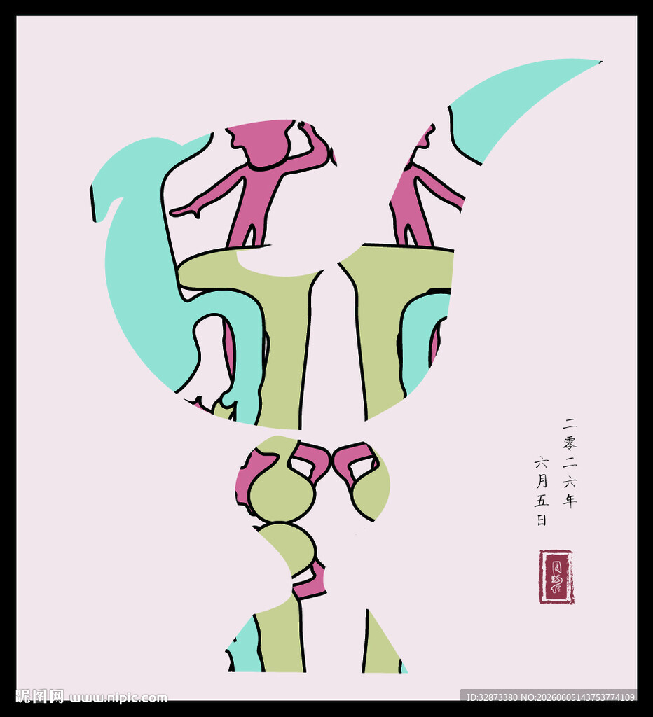 矢量图抽象几何手绘卡通插画设计