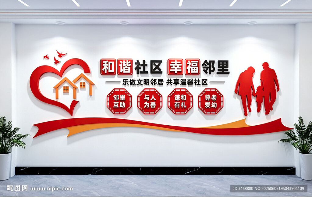和谐社区幸福家园文化墙