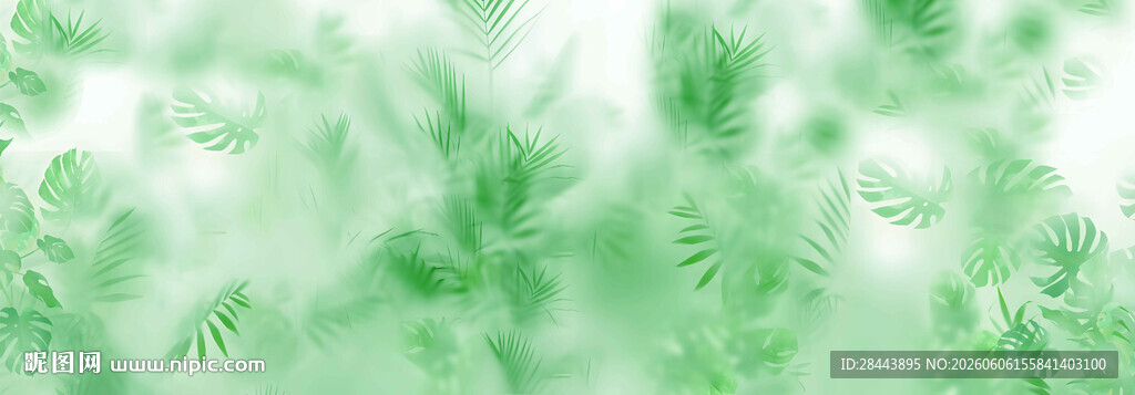雾气磨砂绿植背景墙山水画水墨画