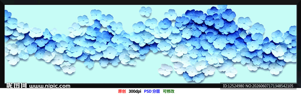 蓝色花画