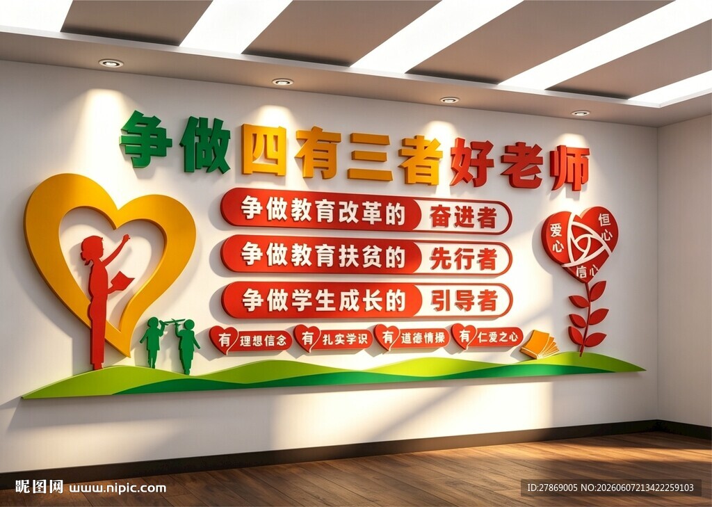 四有三者好老师教师文化墙