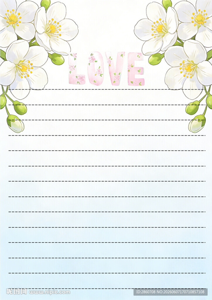 浪漫花卉LOVE信纸背景
