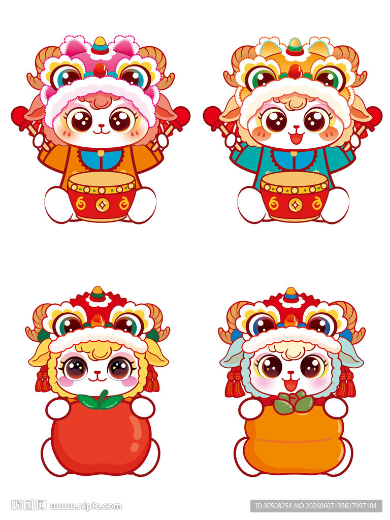 可爱羊娃形象插画