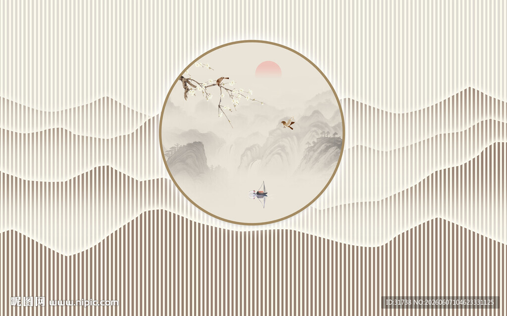 发光山格栅山水画