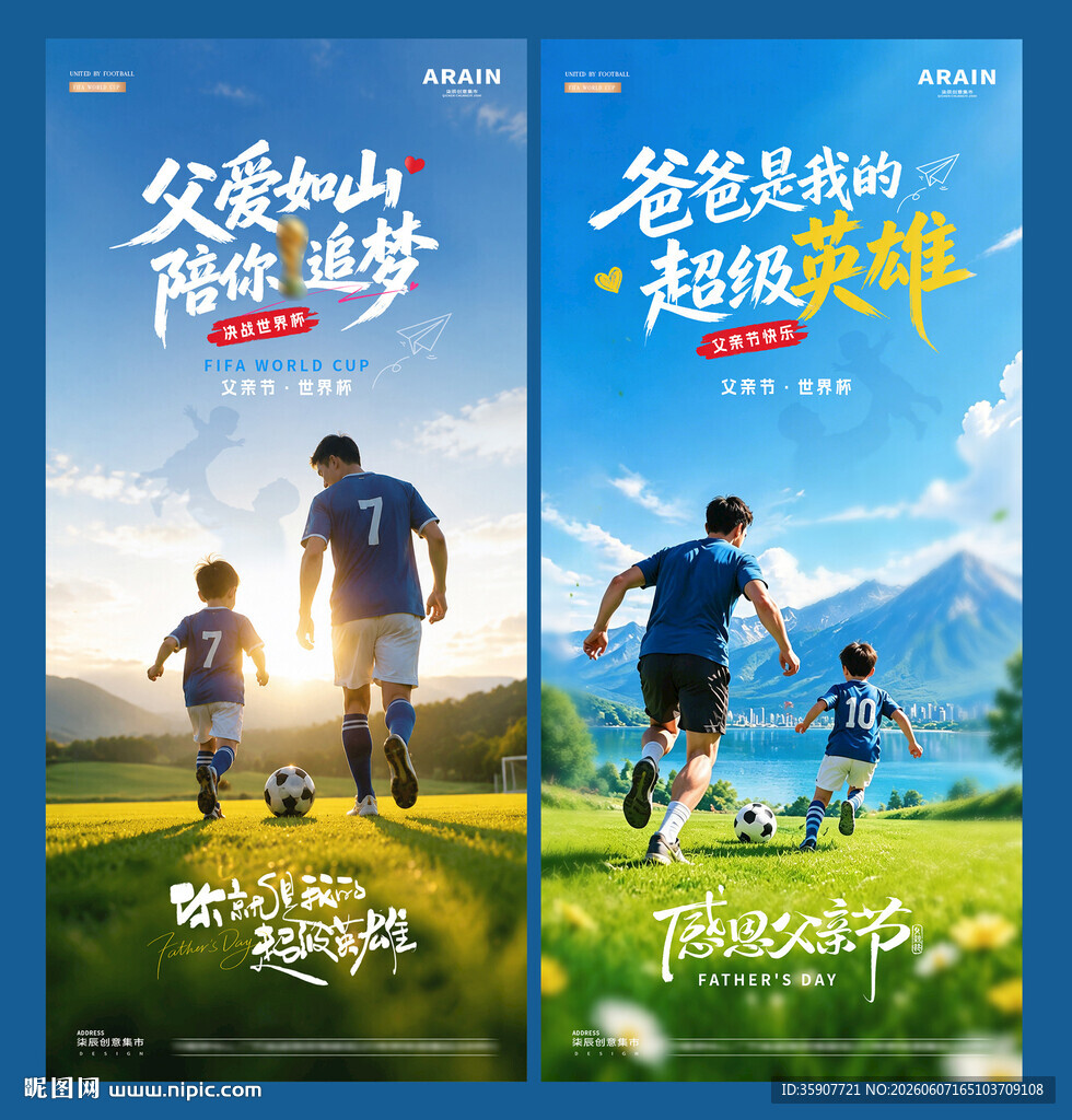 世界杯父亲节绿茵风景海报