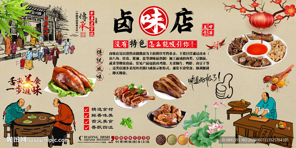 卤味店背景墙