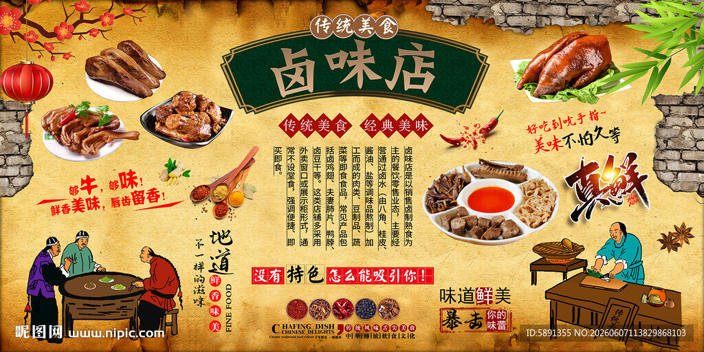 卤味店背景墙
