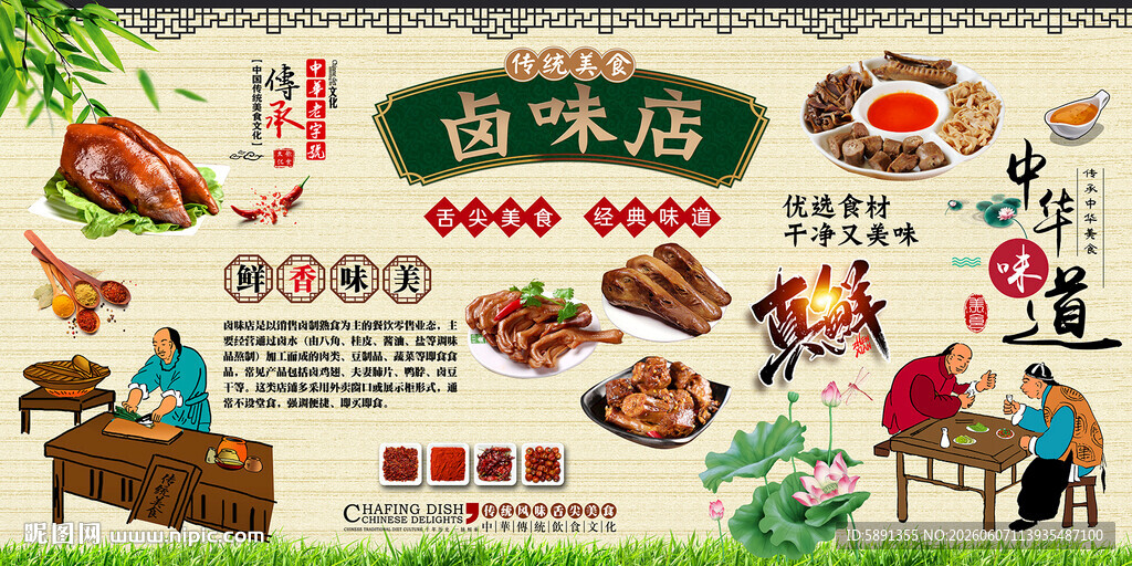 卤味店背景墙