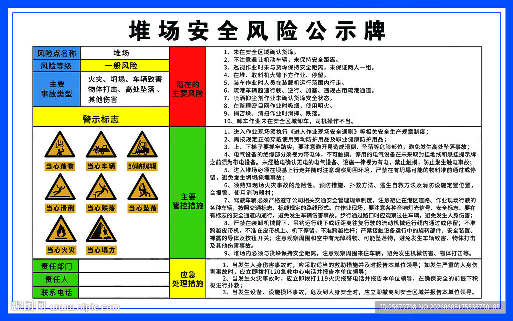 堆场安全风险公示牌
