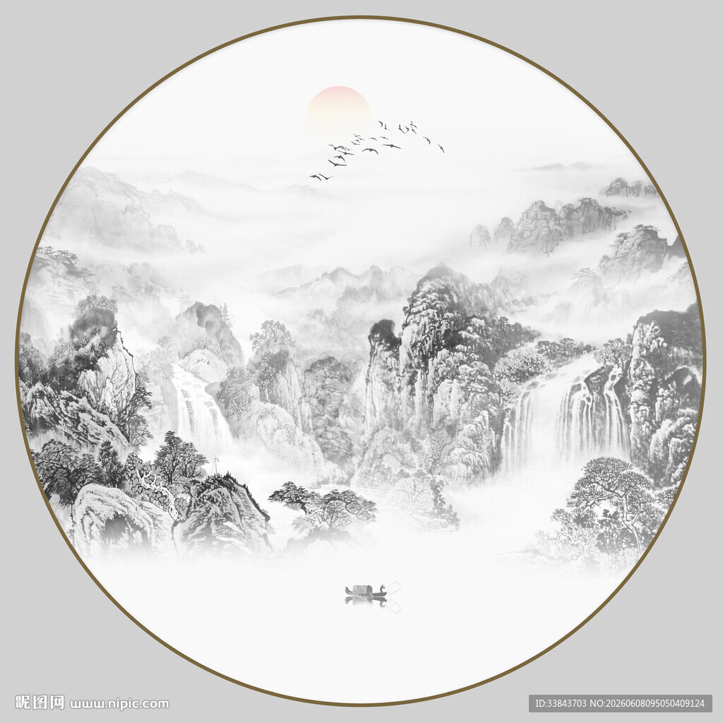 圆形山水画