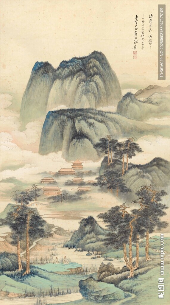 水墨山水古画背景图景