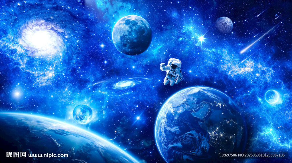 宇宙黑洞太空星球宇航员银河背景