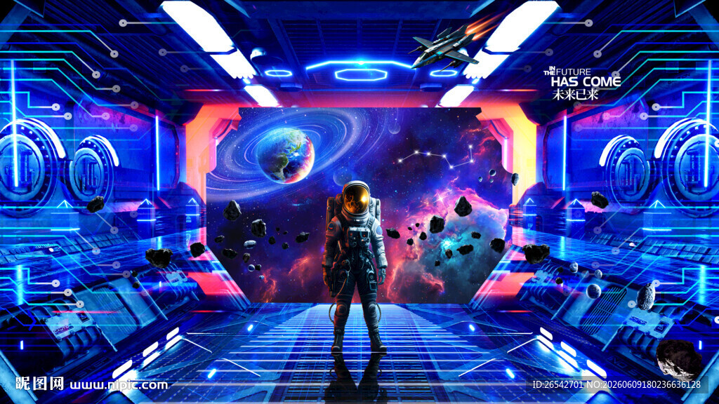 3D太空舱创意壁画