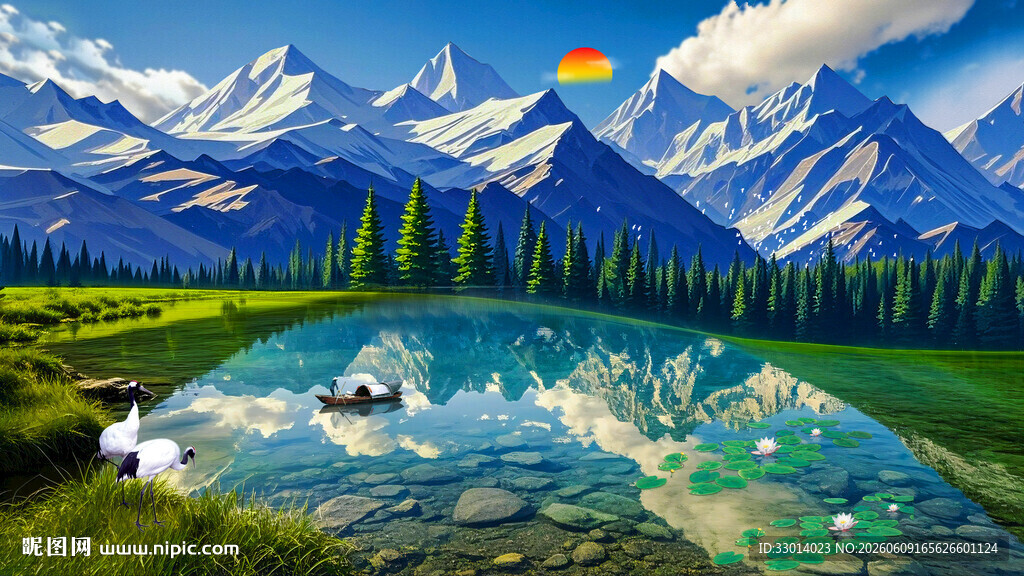 雪山风景画