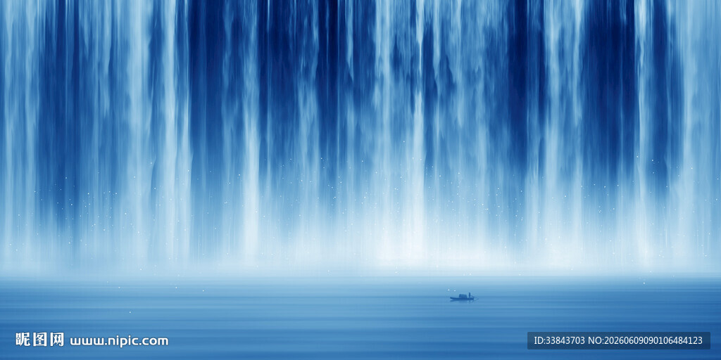 高山流水瀑布山水图