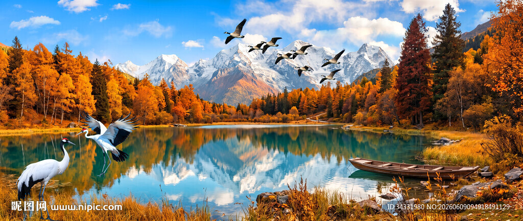 高原雪山湖泊