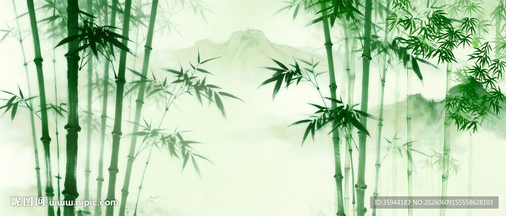 灯箱新中式水墨竹子