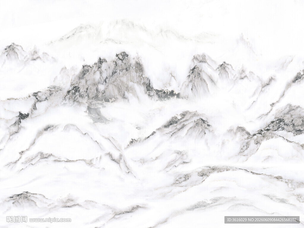 白底水墨山水意境山脉背景图画