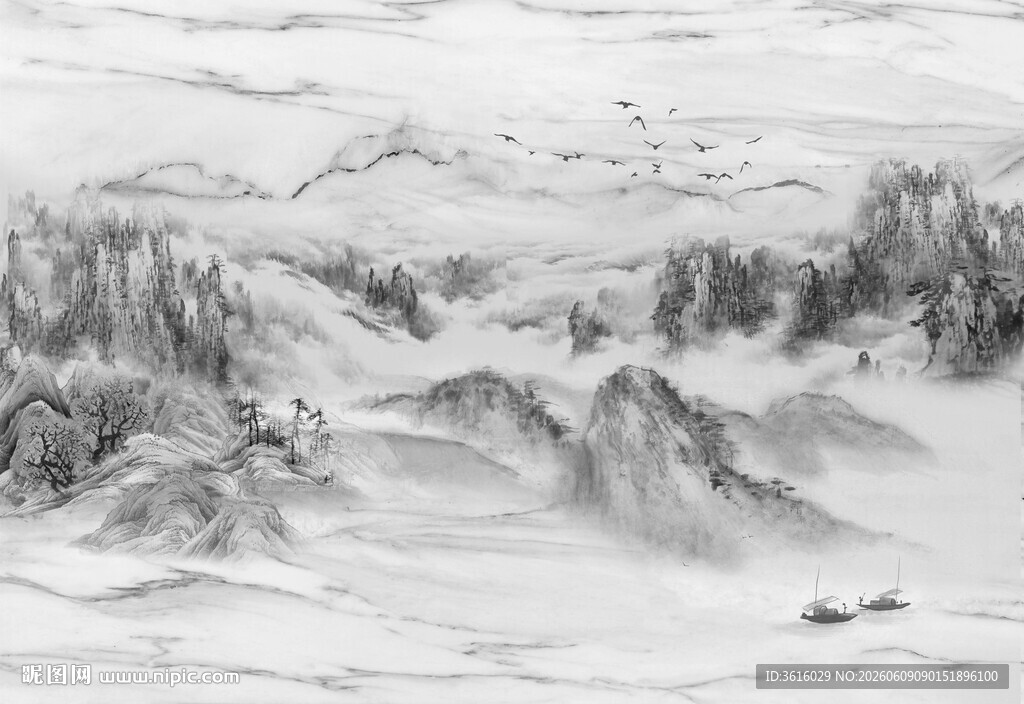 水墨山水意境图背景画