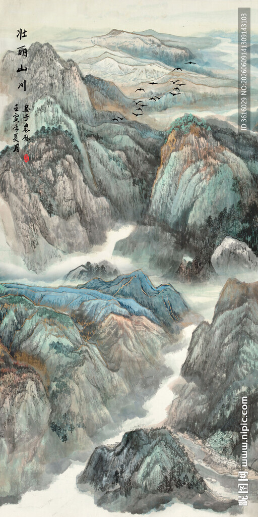 水墨山水间的灵动景致中式背景墙