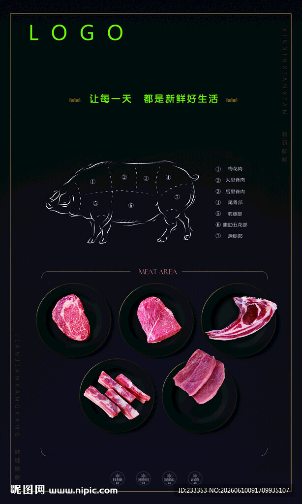 优质猪肉食材展示