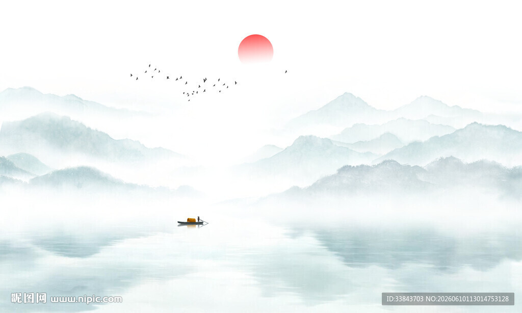 新中式意境水墨山水画