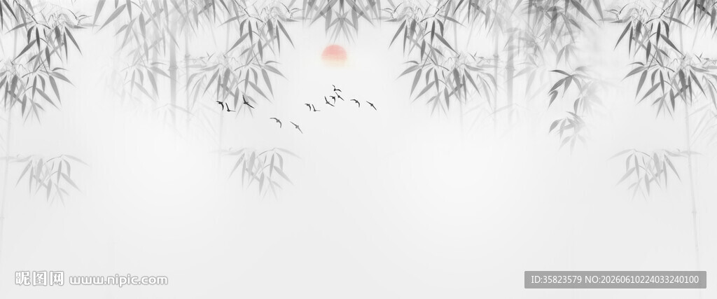 新中式简约竹子屏风背景
