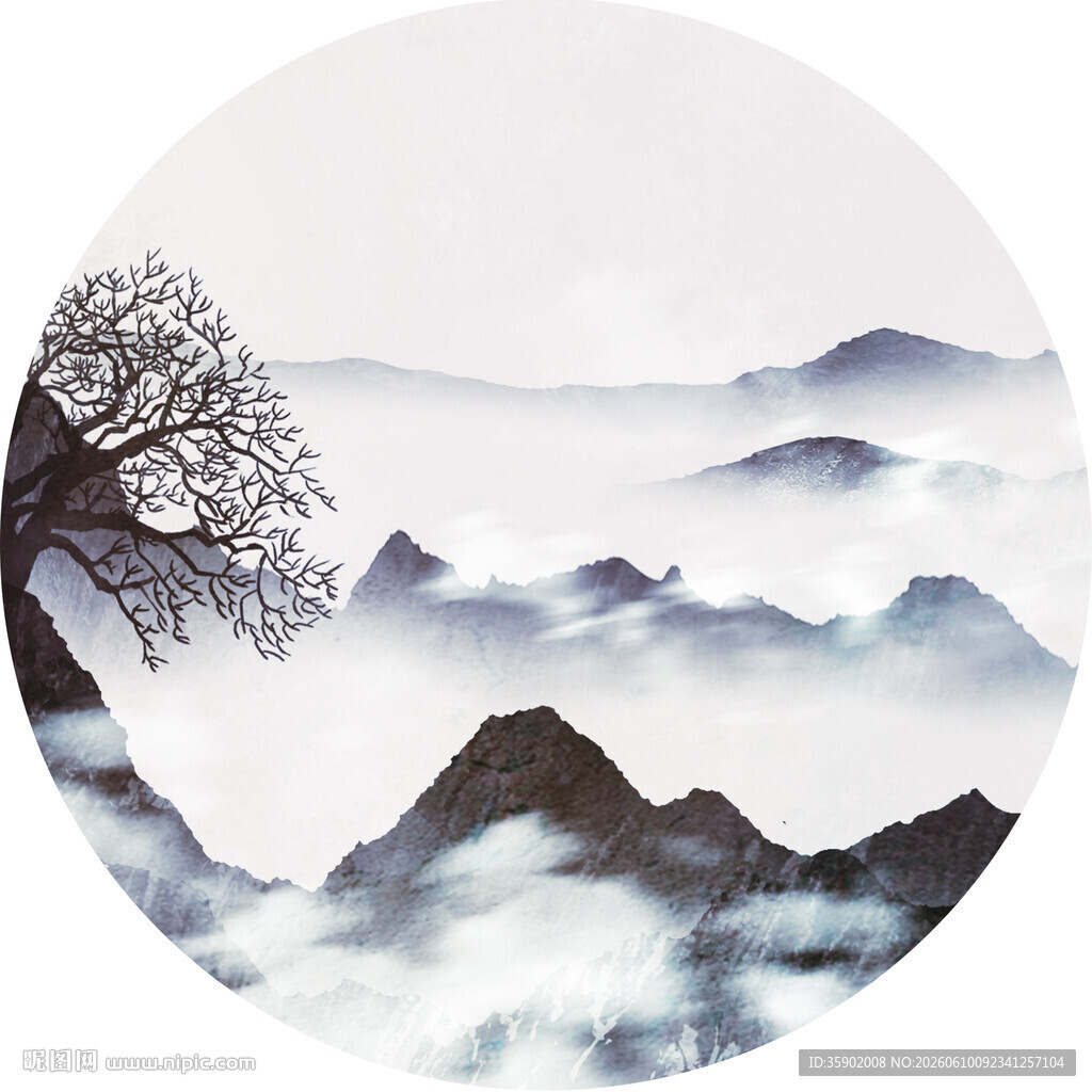 水墨山水间的静谧之景