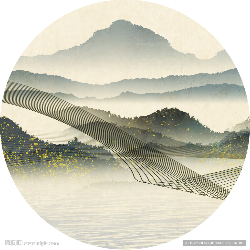 水墨山水间的灵动线条