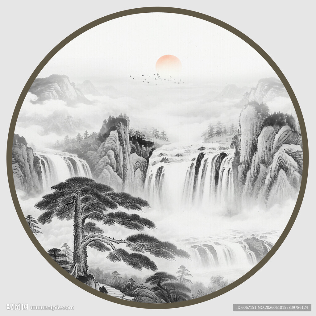 水墨迎客松