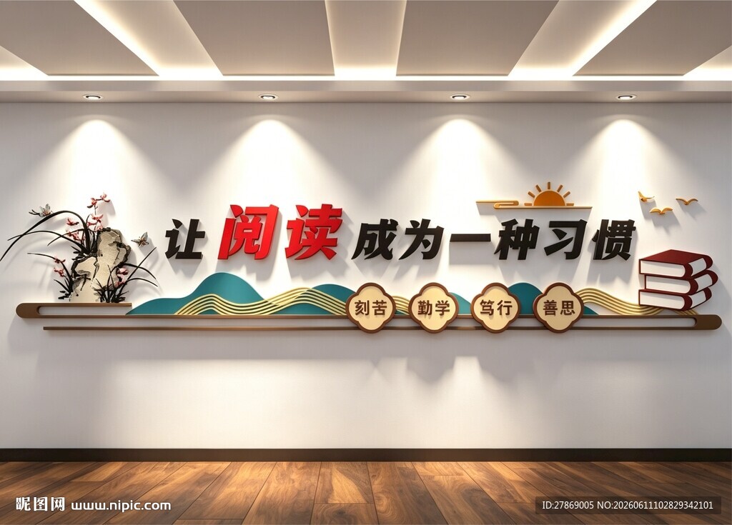 图书馆阅览室读书角文化墙