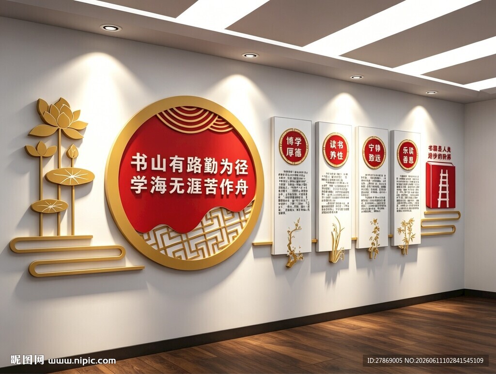 图书馆阅览室读书角文化墙展板