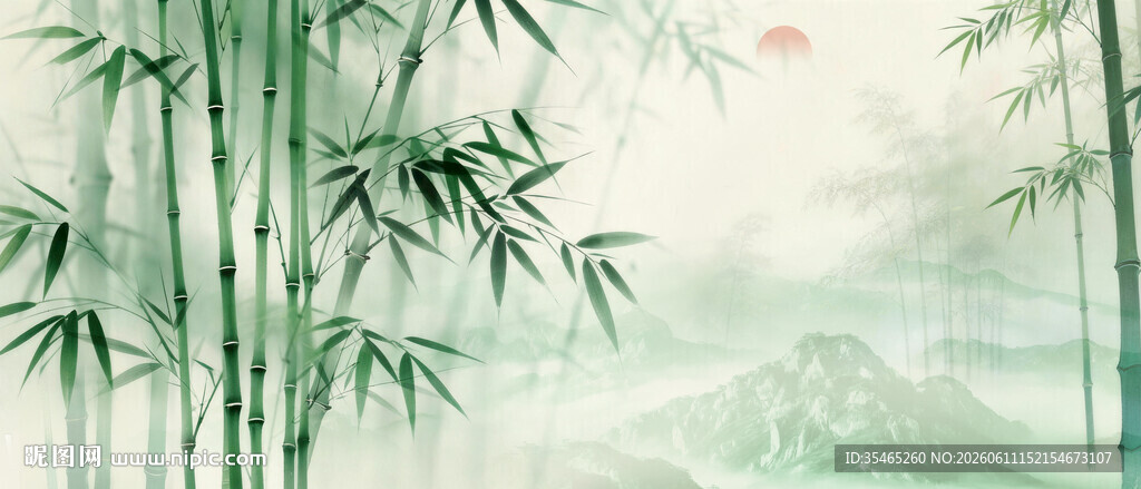 灯箱新中式水墨竹子